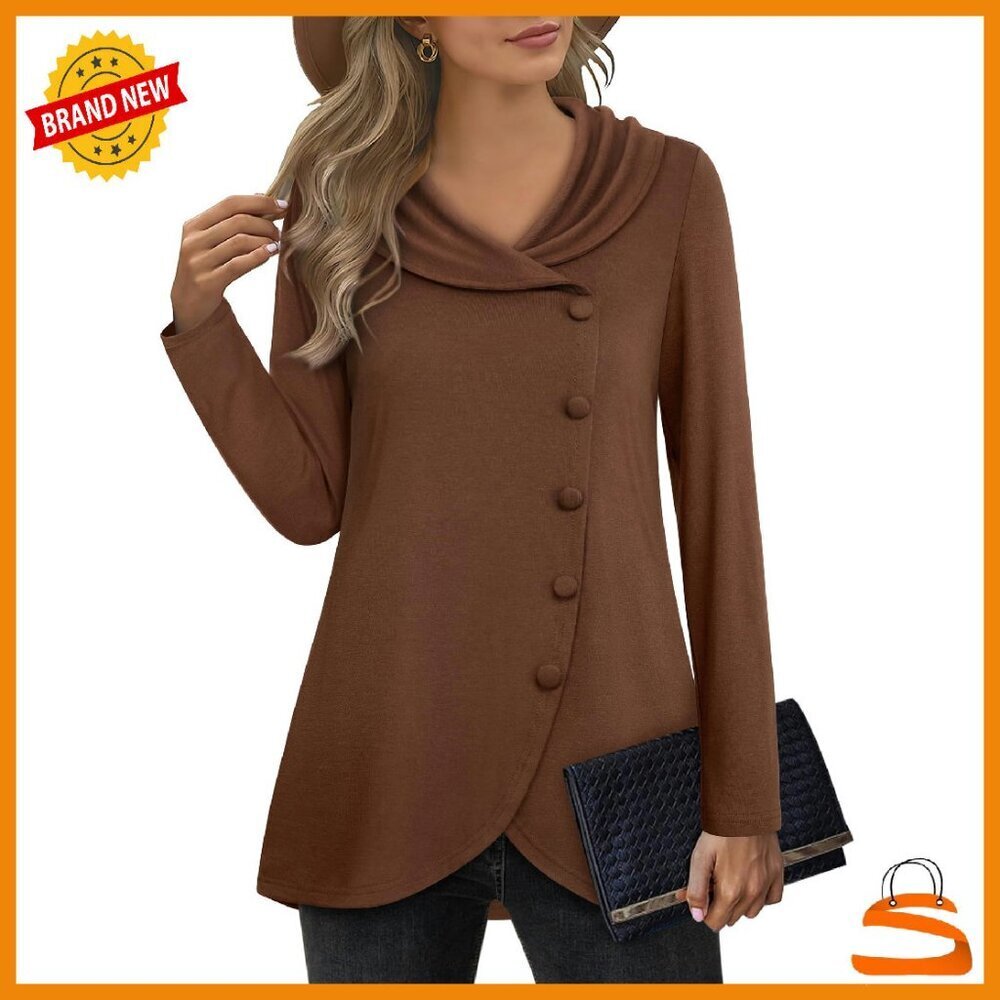 Long Sleeve Tulip Hem Sweatshirt, Button Side Design, Soft Cotton Blend